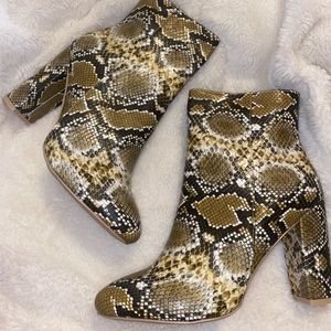 Snakeskin Bootie Heel